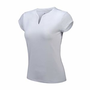 ANIVIVO Women Golf Shirts V-Neck Solid Tennis Shirts for Women, Active Tank Top Shirts for Running& Women Tennis Clothing(White,M)