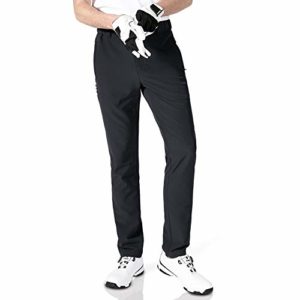 aoli ray Mens Golf Pants Tapered Slim Fit Stretch Expandable Waist(Black,XL)