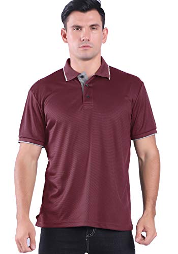 Men’s Golf Polo Shirt Quick-Dry Short Sleeve Solid Regular-fit Red M