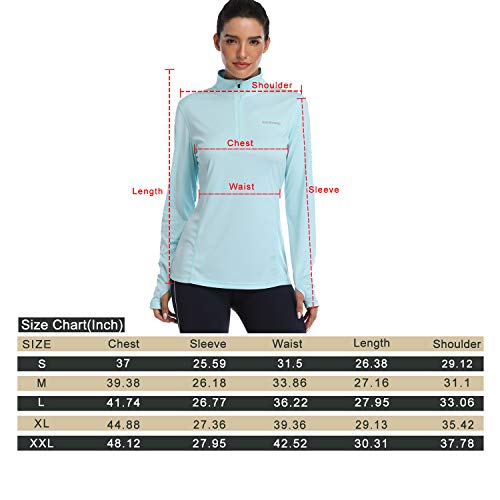 HISKYWIN Womens UPF 50+ Sun Protection Tops Long Sleeve Half-Zip Thumb Hole Outdoor Performance Workout Shirt HF806 Light Purple S