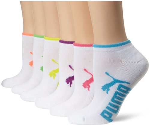 Puma Women’s Half Terry Runner Socks 6-Pack, White Bright, 9-11