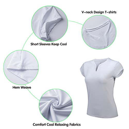 ANIVIVO Women Golf Shirts V-Neck Solid Tennis Shirts for Women, Active Tank Top Shirts for Running& Women Tennis Clothing(White,M)