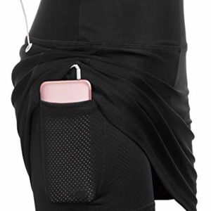 JACK SMITH Women’s Running Skirt Active Athletic Skorts with Shorts Pocket for Tennis Golf Sport Workout (S,Black)
