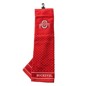 Team Golf NCAA Ohio State Buckeyes Embroidered Golf Towel, Checkered Scrubber Design, Embroidered Logo