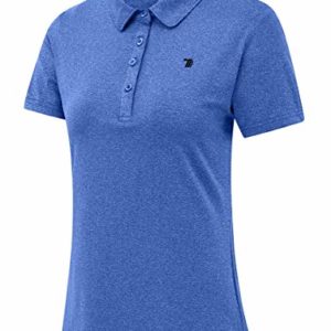 YSENTO Women Golf Shirts Collared Moisture Wicking Short Sleeve Athletic Gym Workout Shirts(Blue, Size S)