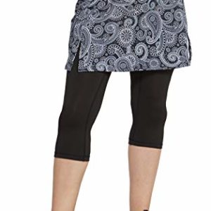 slimour Women Golf Skirt with Leggings Capri Skirt Leggings with Pockets Skirted Leggings Paisley XL