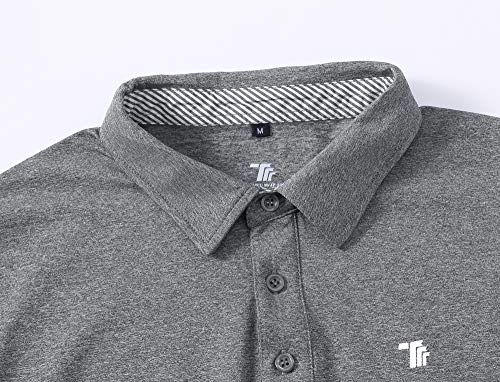 MoFiz Men’s Polo Shirts Golf Shirt Playoff Long Sleeve Performance Deep Gray Size S