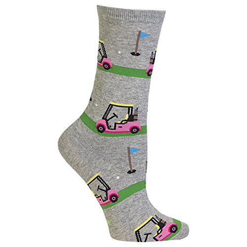 Hot Sox Womens Crew Socks, Golf Cart, Sweatshirt Gray, Womens sock size 9-11; shoe size 4-10.5
