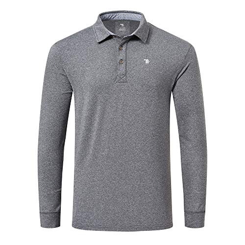 MoFiz Men’s Polo Shirts Golf Shirt Playoff Long Sleeve Performance Deep Gray Size S