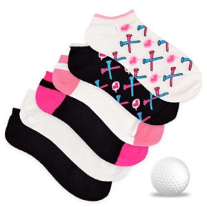 TeeHee Women’s Golf Socks No Show Socks 6-Pairs Assorted (Heart with Tee)
