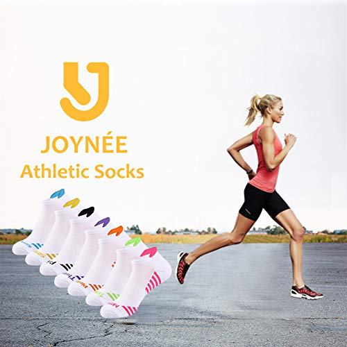 JOYNÉE Womens-Ankle-Athletic-Socks Low Cut Sports Running Socks 7 Pairs Days of the Week Socks,Sock Size 9-11,White