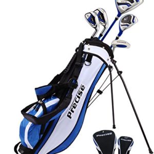 Distinctive Right Handed Junior Golf Club Set for Age 9 to 12 (Height 4’4″ to 5′) Set Includes: Driver (15″), Hybrid Wood (22, 2 Irons, Putter, Bonus Stand Bag & 2 Headcovers