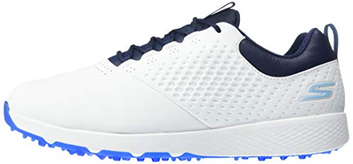 Skechers Men’s Elite 4 Waterproof Golf Shoe, White/Navy, 8 W US
