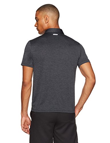 Amazon Essentials Men’s Tech Stretch Polo Shirt, Black Heather, Medium