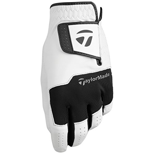 TaylorMade Stratus All Leather Glove (White/Black, Left Hand, Large), White/Black(Large, Worn on Left Hand)