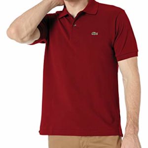 Lacoste Mens Short Sleeve L.12.12 Pique Polo Shirt Polo Shirt, Bordeaux Red, S
