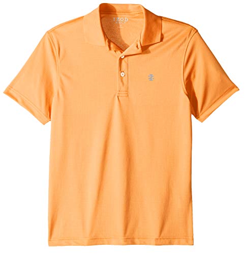 IZOD Men’s Performance Golf Grid Short Sleeve Stretch Polo Shirt, Cantaloupe, Large
