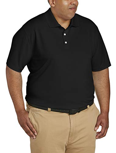 Amazon Essentials Men’s Big & Tall Quick-Dry Golf Polo Shirt fit by DXL, Black, 4X Tall