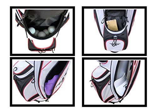 Eagole Super Light Golf Cart Bag,14 Way Top and Full Length Divider,10 Pockets (White)
