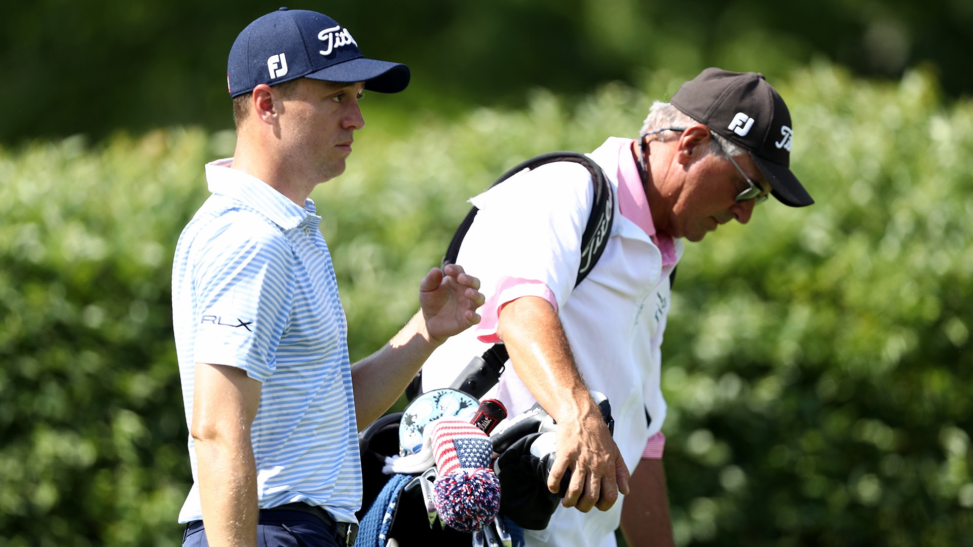 Mike Thomas caddies for son Justin Thomas after regular looper leaves with dizziness
