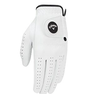 Callaway Men’s Opti Flex Golf Glove, White, Medium/Large, Worn on Left Hand