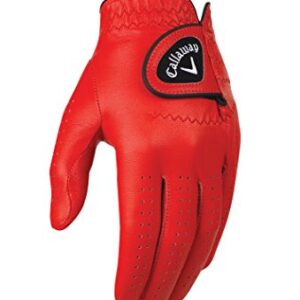 Callaway Golf Men’s OptiColor Leather Glove, Red, Large, Worn on Left Hand