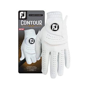 FootJoy Men’s Contour FLX Golf Glove, Pearl, Cadet Medium/Large, Worn on Left Hand