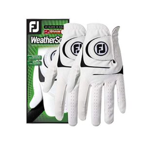 FootJoy Men’s WeatherSof 2-Pack Golf Glove White Medium/Large, Worn on Left Hand