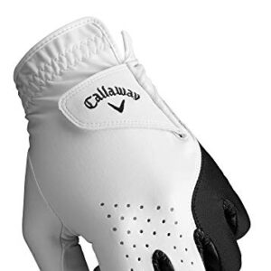 Callaway Golf Men’s Weather Spann Premium Japanese Synthetic Golf Glove (Large, Single, White, Worn on Right Hand)