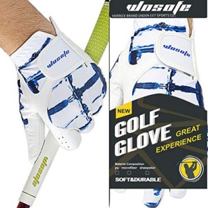 wosofe Golf Glove for Men’s Left Hand White Soft Leather Breathable Professional Golf Hand Wear … (X_Large)