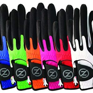 Zero Friction Junior Compression-Fit Synthetic Golf Glove 6Pk, Universal-Fit, Multicolor