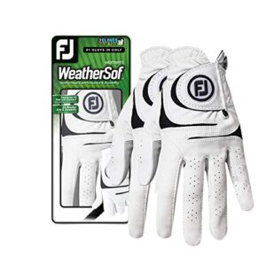 FootJoy Women’s WeatherSof Golf Glove, Pack of 2, White Large, Worn on Left Hand