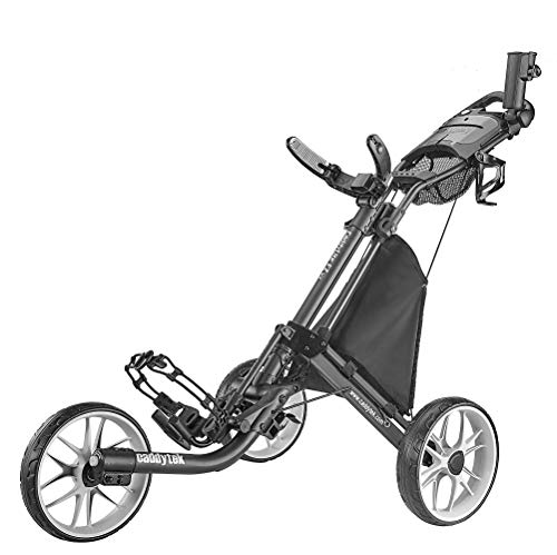 CaddyTek CaddyLite EZ Version 8 3 Wheel Golf Push Cart – Foldable Collapsible Lightweight Pushcart with Foot Brake – Easy to Open & Close