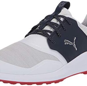 Puma Golf Men’s Ignite Nxt Lace Golf Shoe, Puma White-Puma Silver-Peacoat, 10.5 M US