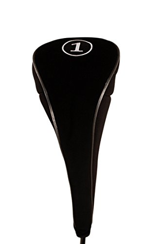Black Golf Zipper Head Covers Driver 1 3 5 Fairway Woods Headcovers Metal Neoprene Traditional Plain Protective Covers Fits All Fairway Clubs and Drivers up to 460cc