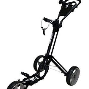Qwik-Fold 3 Wheel Push Pull Golf Cart, Patented Bullet System and Foot Brake, ONE Second to Open and Close! (Black/Charcoal)