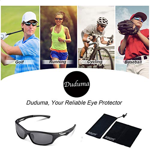 Duduma Polarized Sports Sunglasses for Running Cycling Fishing Golf Tr90 Unbreakable Frame (Black Matte Frame with Black Lens)
