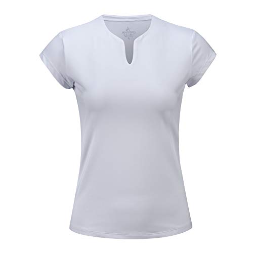 ANIVIVO Women Golf Shirts V-Neck Solid Tennis Shirts for Women, Active Tank Top Shirts for Running& Women Tennis Clothing(White,L)