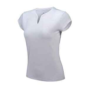 ANIVIVO Women Golf Shirts V-Neck Solid Tennis Shirts for Women, Active Tank Top Shirts for Running& Women Tennis Clothing(White,L)