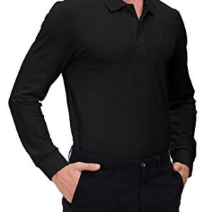 MoFiz Men’s Golf Shirt Long Sleeve Golf Polo Classic-fit Polo Quick-Dry Athletic Shirt Black, Small
