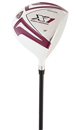 Aspire X1 Ladies Womens Complete Golf Club Set Includes Driver, Fairway, Hybrid, 6-PW Irons, Putter, Stand Bag, 3 H/C’s Purple – Regular or Petite Size! (Petite Size -1″, Right Handed)