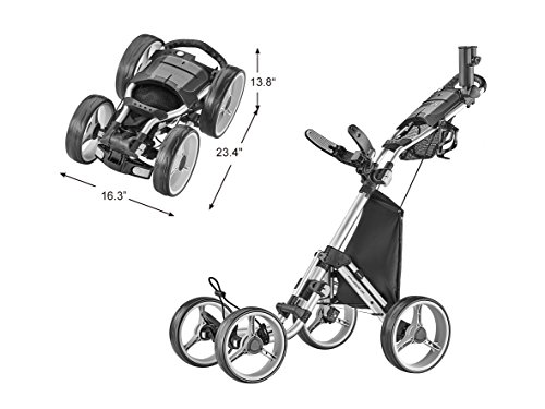 CaddyTek 4 Wheel Golf Push Cart – Compact, Lightweight, Close Folding Push Pull Caddy Cart Trolley – Explorer V8
