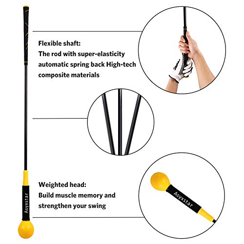 Asyxstar Golf Swing Trainer Aid – Power Flex Golf Swing Training aid for Strength and Tempo Golf Warm Up Stick