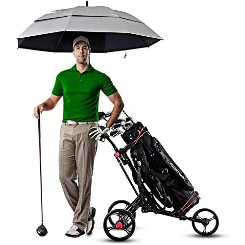 BOYZ Golf Trolley Golf Cart Lightweight Foldable with 360 Rotating Front Wheel, One Second to Open and Close 3 Wheel Golf Push Cart