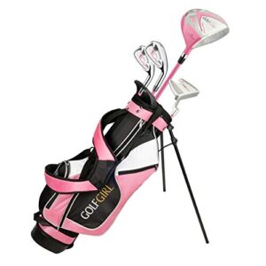 Golf Girl Junior Girls Golf Set V3 with Pink Clubs and Bag, Ages 8-12 (4′ 6″ – 5’11” Tall), Right Hand