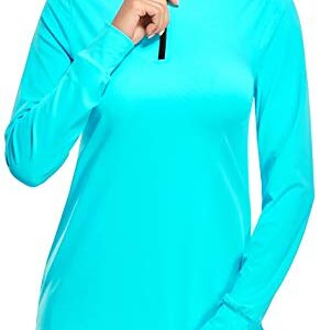 CHICHO Golf Shirts for Women, Summer Outdoor Clothes Quick Dry 1/4 Zip Golf Pullover Polo UPF 50+ Sun Protection Stretch Travelling Green Tee Large