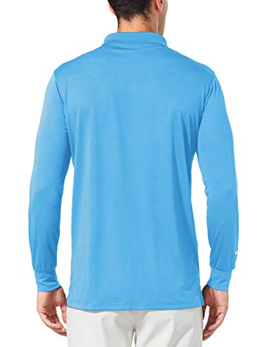 BALEAF Men’s UPF 50+ Sun Protection Golf Polo Shirt Long Sleeve Tennis Quick Dry Shirt Performance Active Workout Shirt Blue Size S