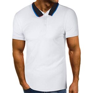 Men’s Polo Shirt Short Sleeve Polo Tee Casual Button Lapel Slim Fit Basic Golf Tees Sport Polo T-Shirts Top Blouse