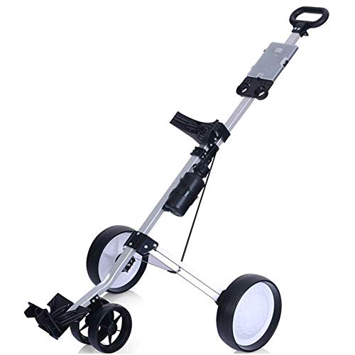 Folding Lightweight Golf Push Cart, 4 Wheel Golf Trolley Push Pull Golf Cart – Foot Brake, Quick Open and Close Golf Pull Cart with Score Board, for Outdoor Sports