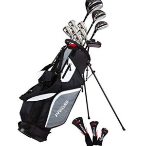 Top Line Men’s M5 Golf Club Set , Left Handed Only, Includes Driver, Wood, Hybrid, 5, 6, 7, 8, 9, PW Stainless Steel Irons with True Temper Steel Shaft, Putter, Stand Bag & 3 Headcovers